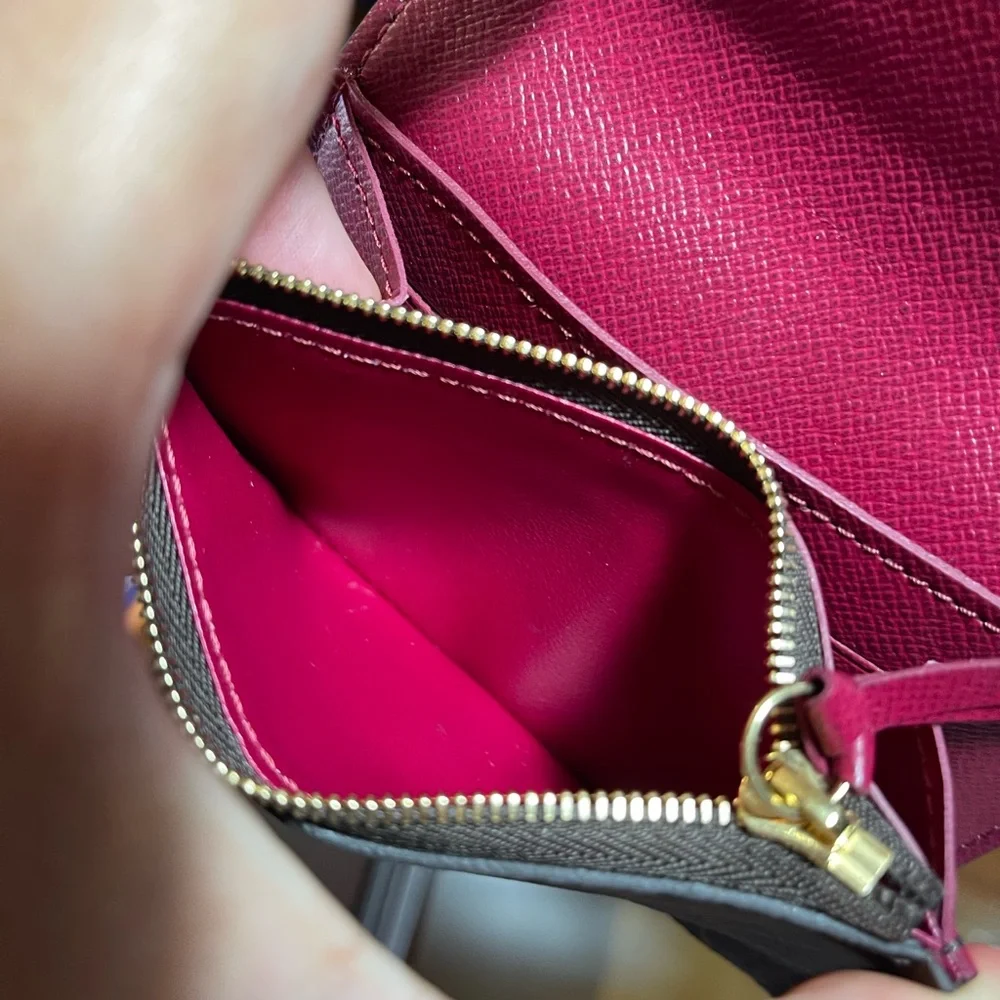 Auth. Louis Vuitton Coin purse Porte Rosalie wallet monogram fuchsia Pink w/ Box - Picture 10 of 16